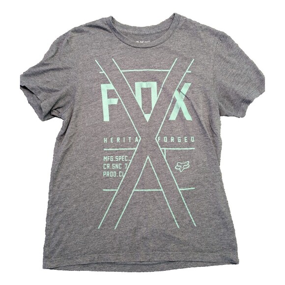 Fox Racing Y2K  Women's Fitted Tshirt Small Gray Green Graphic Light - Picture 1 of 6